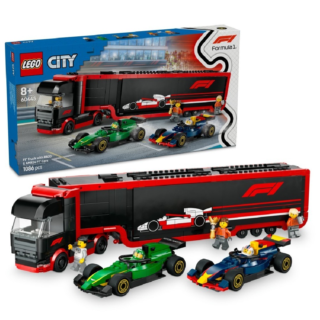 F1® Truck With Rb20 & Amr24 F1® Cars 60445 Lego City