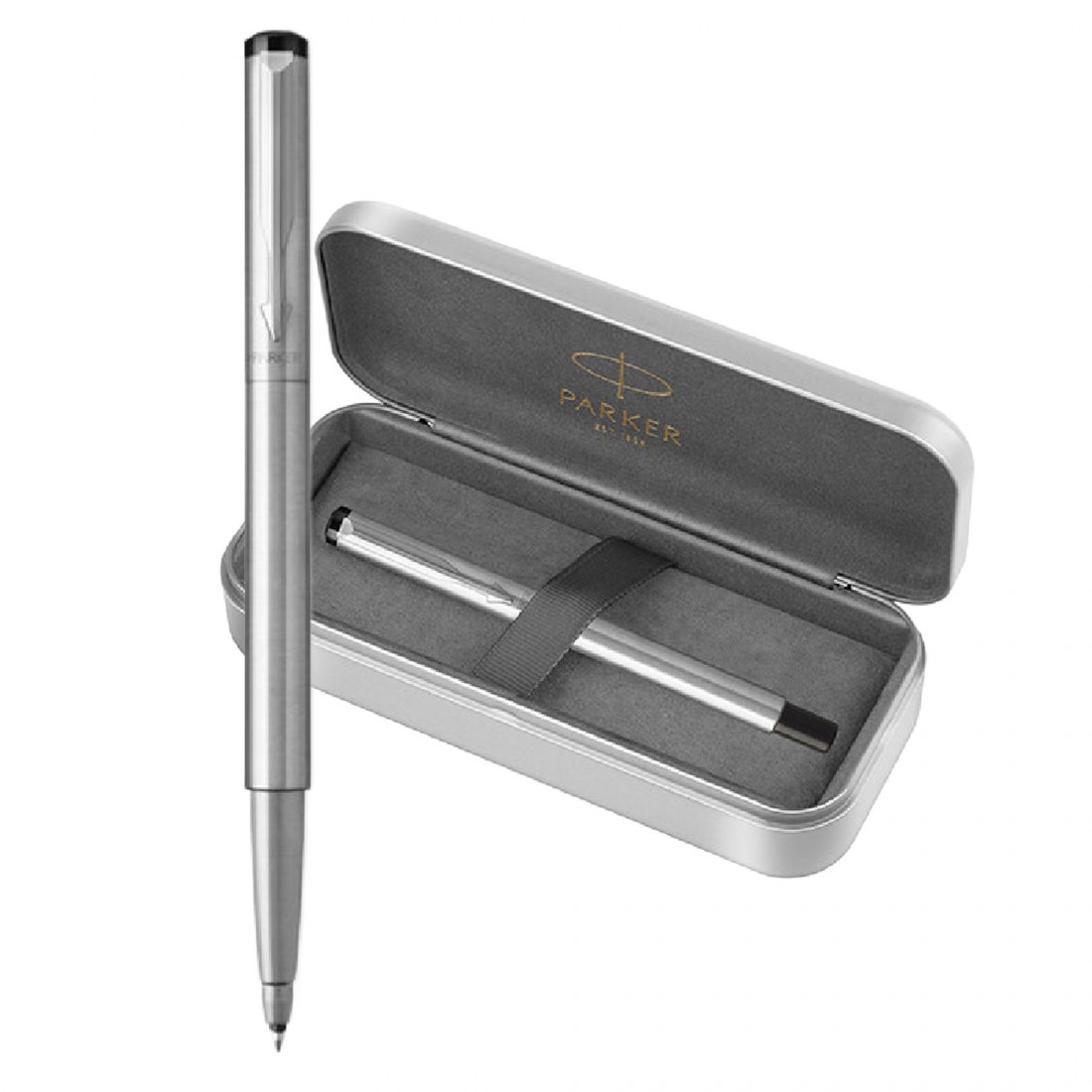 Parker Vector Stainless Steel CT Set Rollerball and Tin box N