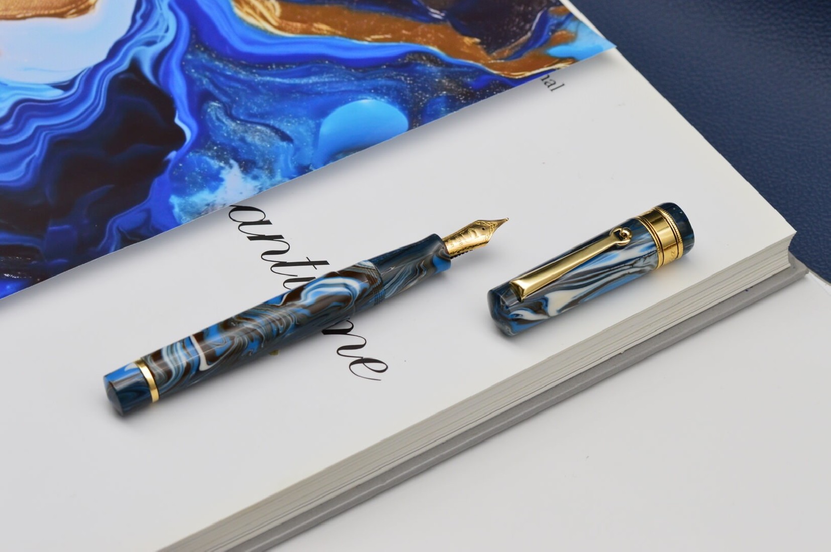 Santini Italia Libra Vertigo GP  piston filler pen with ebonite feeder Stub Nib 18K