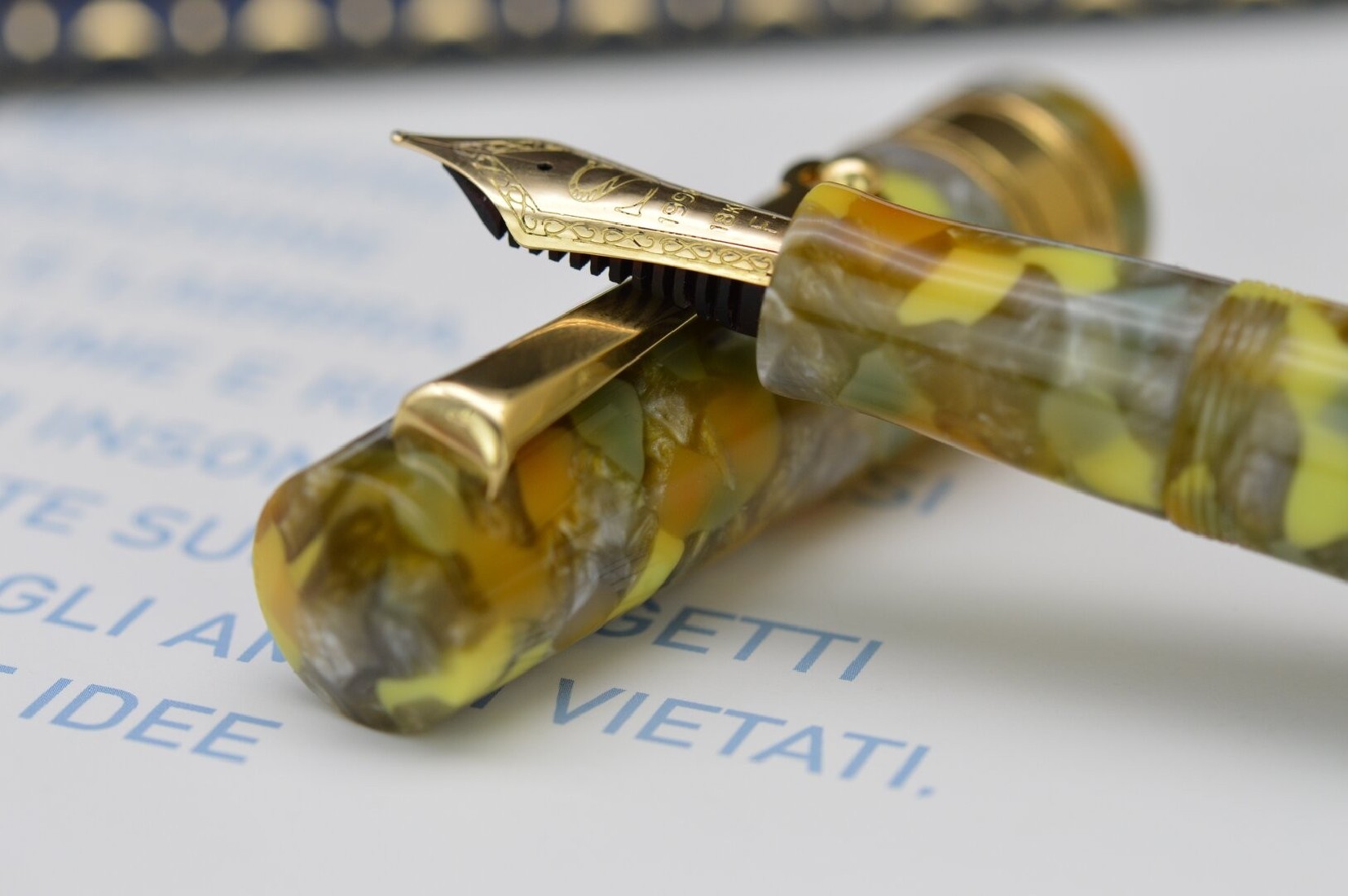 Santini Italia Libra Madagascar GP  piston filler pen with ebonite feeder Superflex Nib 18K