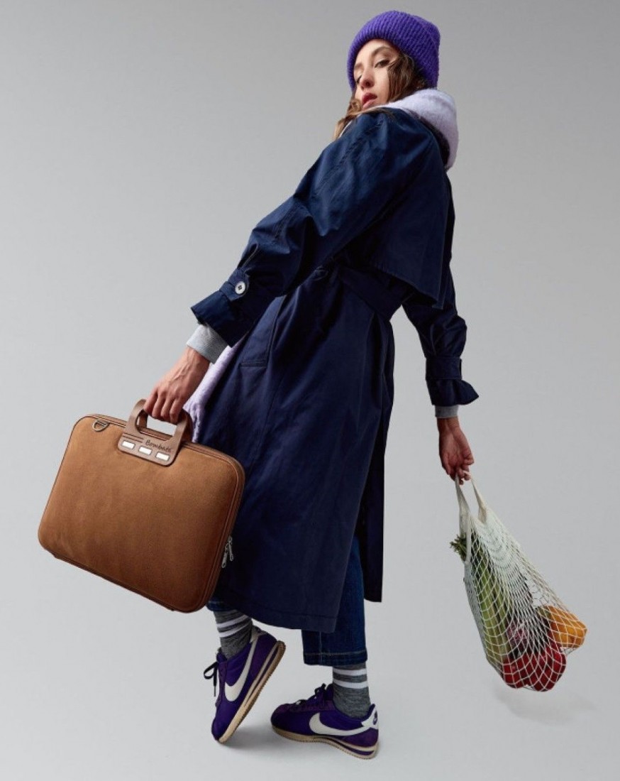 BRIEFCASE LAPTOP 15,6 CAMOSCIO DARK BROWN