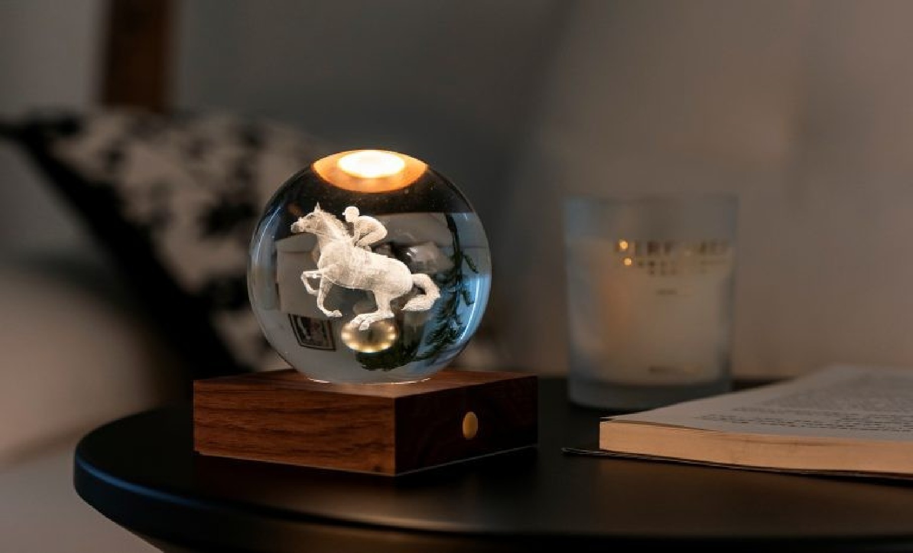 Gingko Amber Crystal Light 3D Laser Horse Racing G025HR