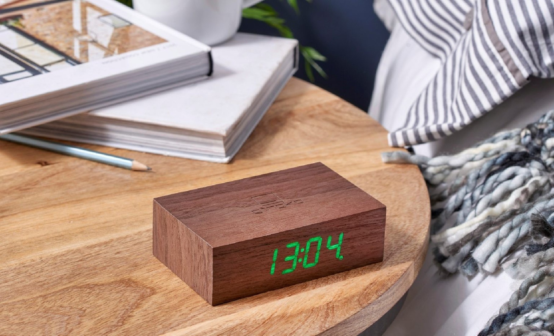 Gingko Flip Click Clock Natural Walnut