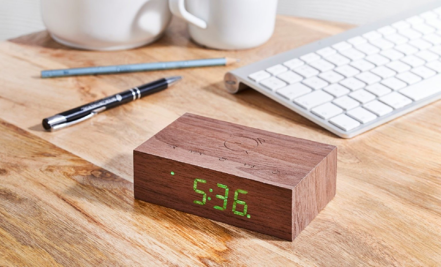 Gingko Flip Click Clock Natural Walnut