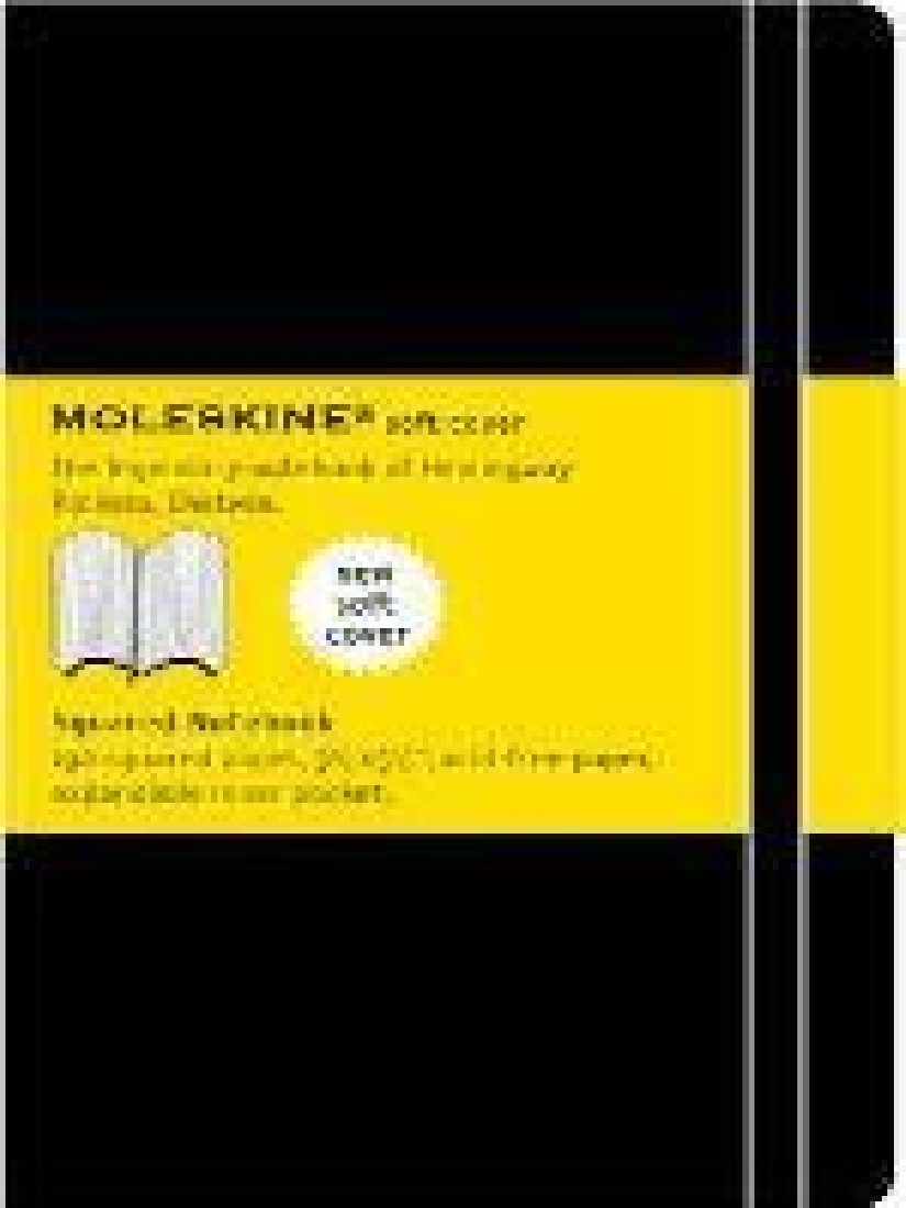 Notebook Pocket 9x14 Squared Black Soft Cover, Moleskine