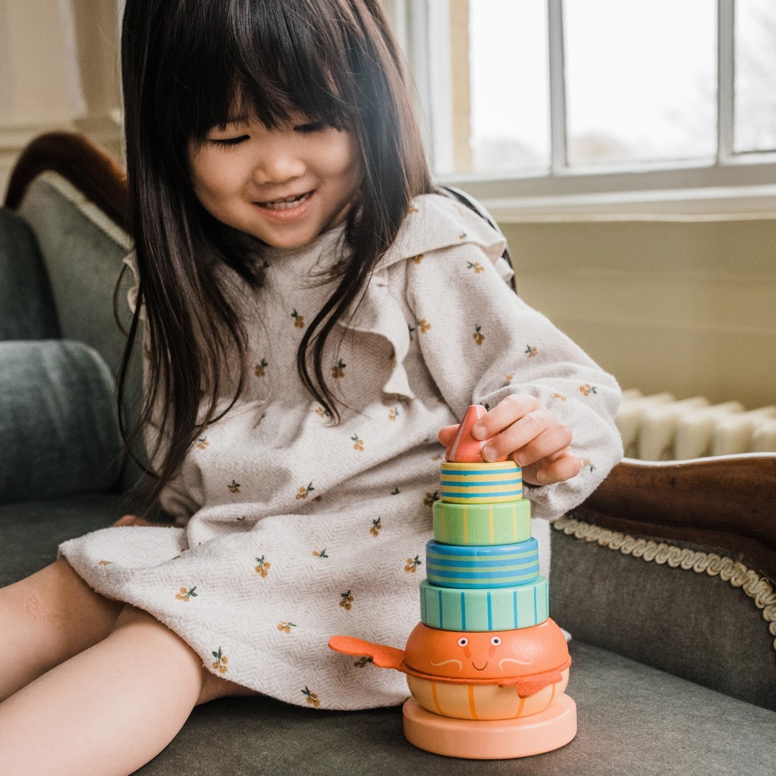 Ξύλινος Κύβος Στοίβαξης Καβούρι 12813 Orange Tree Toys