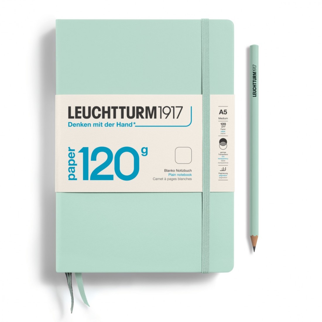 Leuchtturm 1917 Notebook A5 Edition 120g Mint Green Plain, Hard Cover