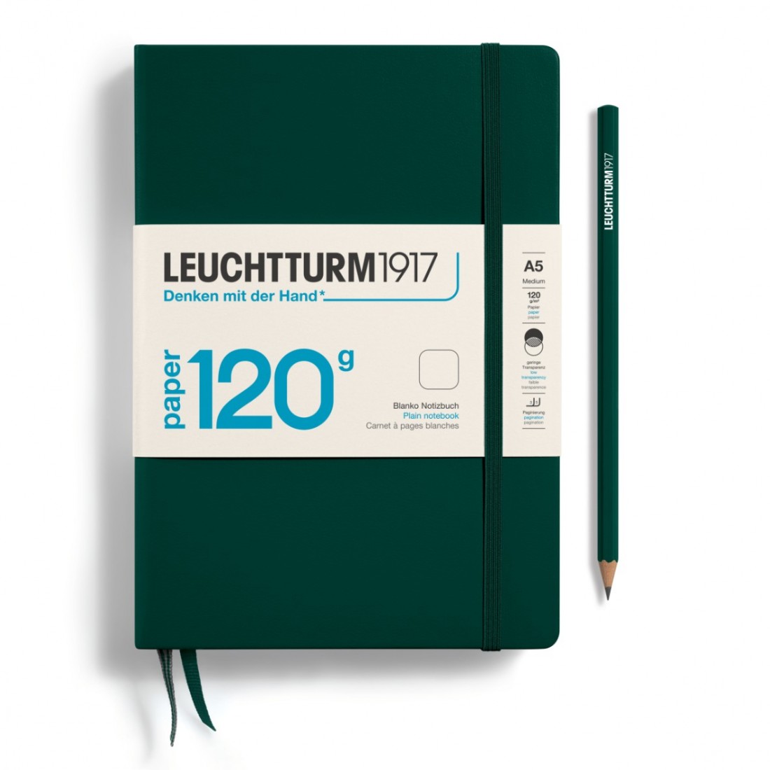 Leuchtturm 1917 Notebook A5 Edition 120g Forest Green Plain, Hard Cover