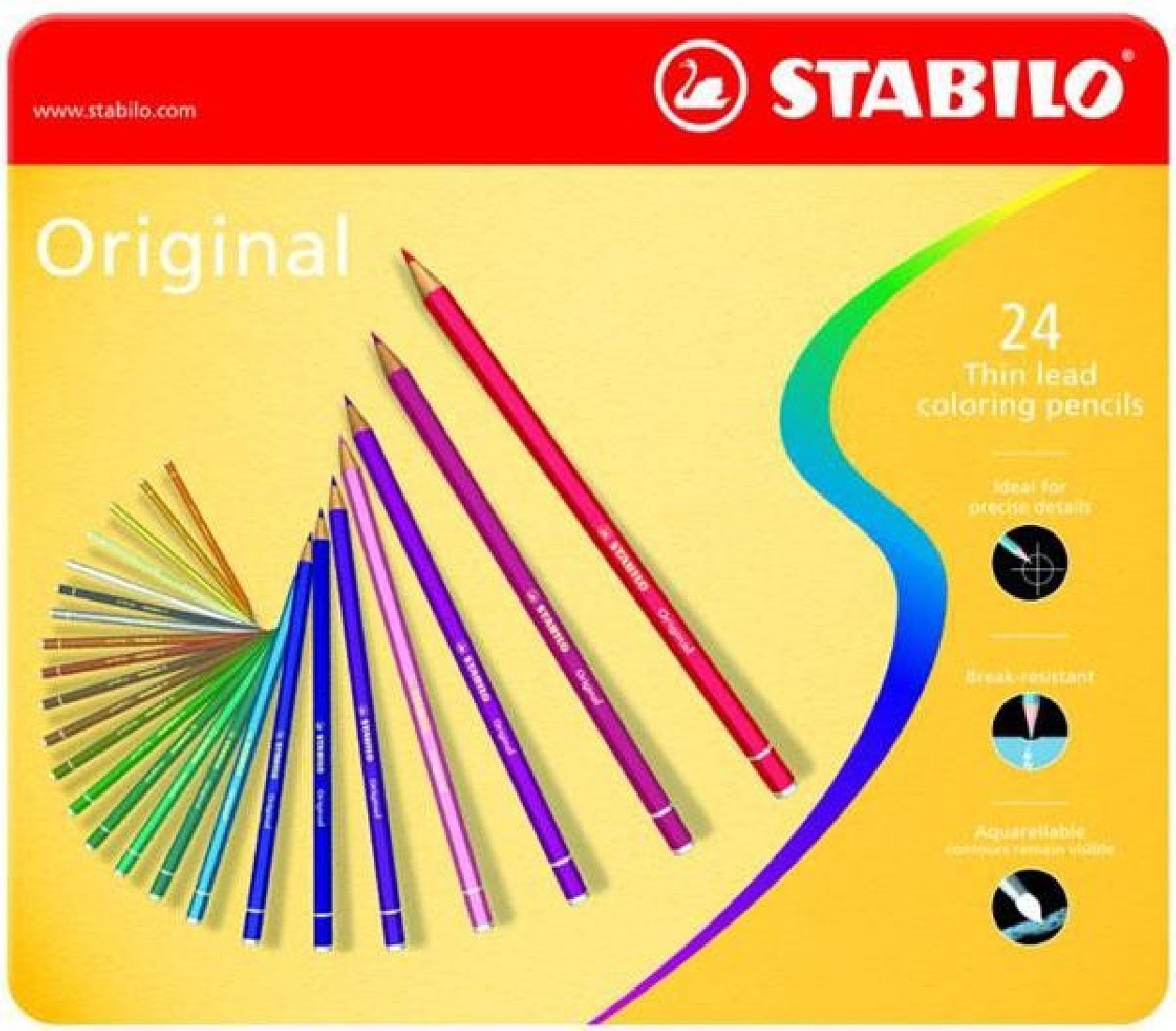 Stabilo Original 87 Μεταλλική Κασετίνα με 24 xρωματιστά Μολύβια