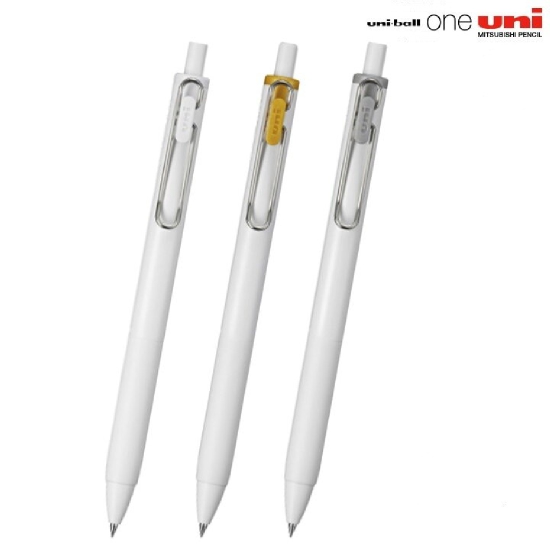 Uni Mitsubishi Gel Ballpoint Pen Uni-ball One 0.50 White, Gold, Silver 3-pack UMN-SC-05 WGS3C