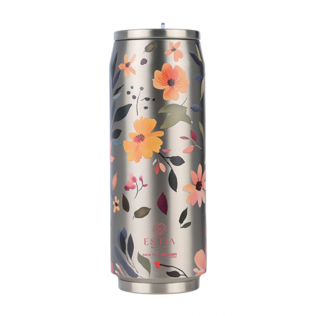 Θερμός Travel Cup Save the Aegean 500ml Silver Botanic 31299 Estia Home Art