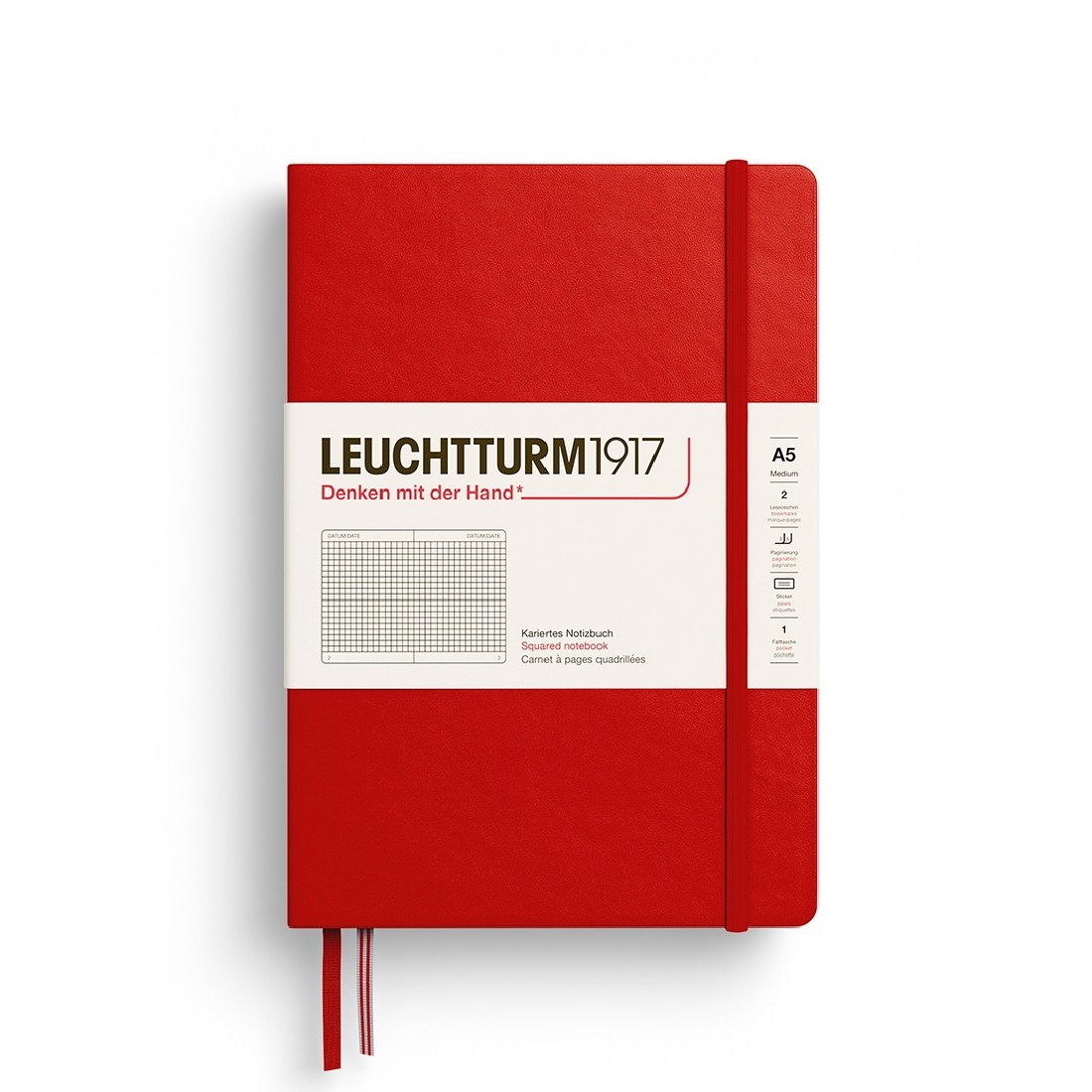 Leuchtturm 1917 Notebook A5 Cherry Red Squared Hard Cover