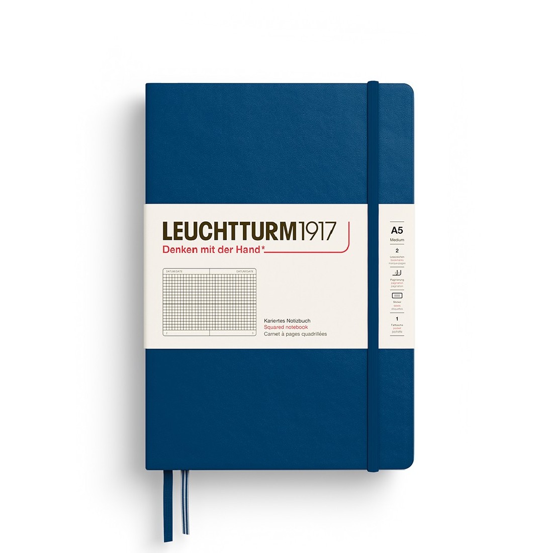 Leuchtturm 1917 Notebook A5 Indigo Squared Hard Cover
