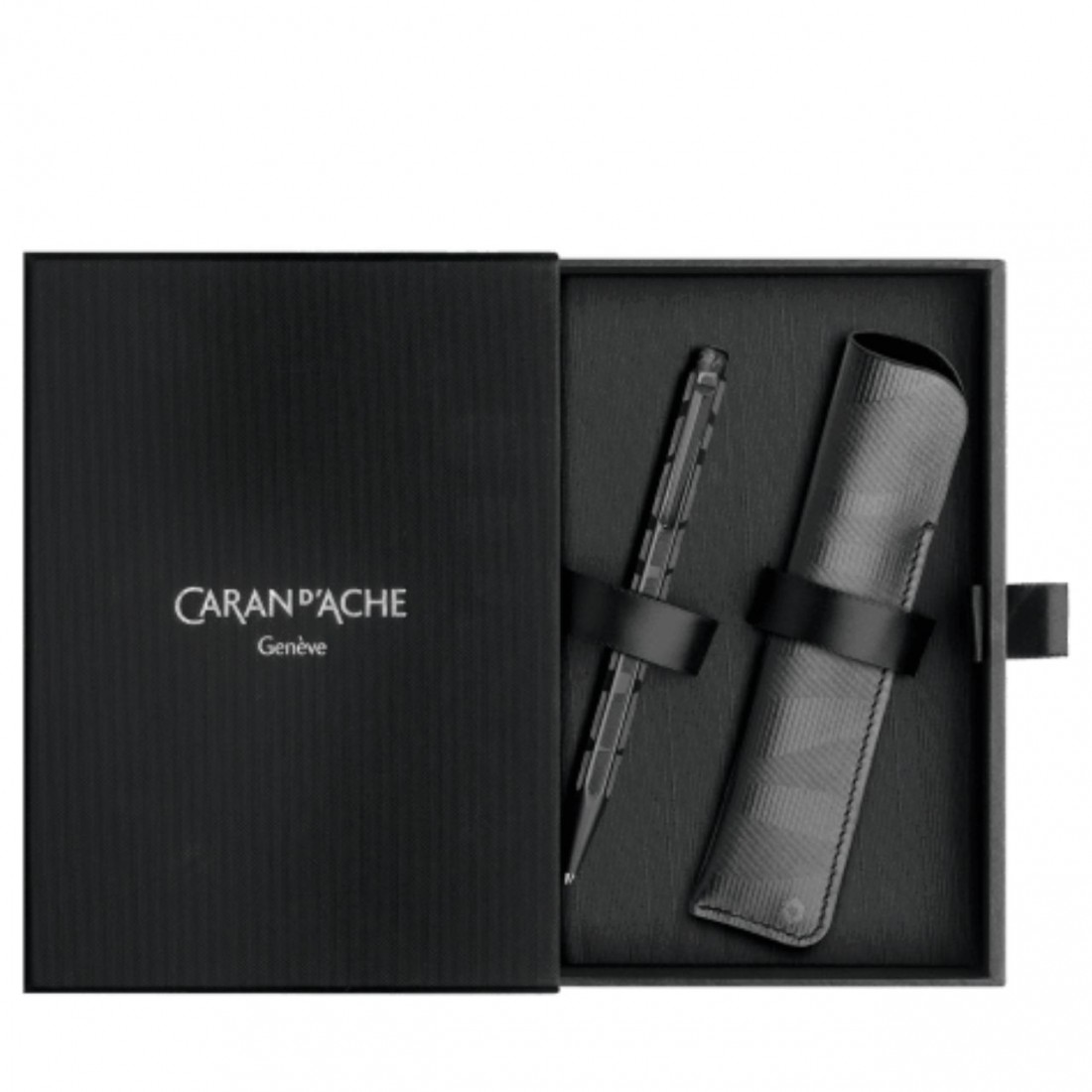 Caran DAche Ecridor black lines set ballpen with leather case 8902.010