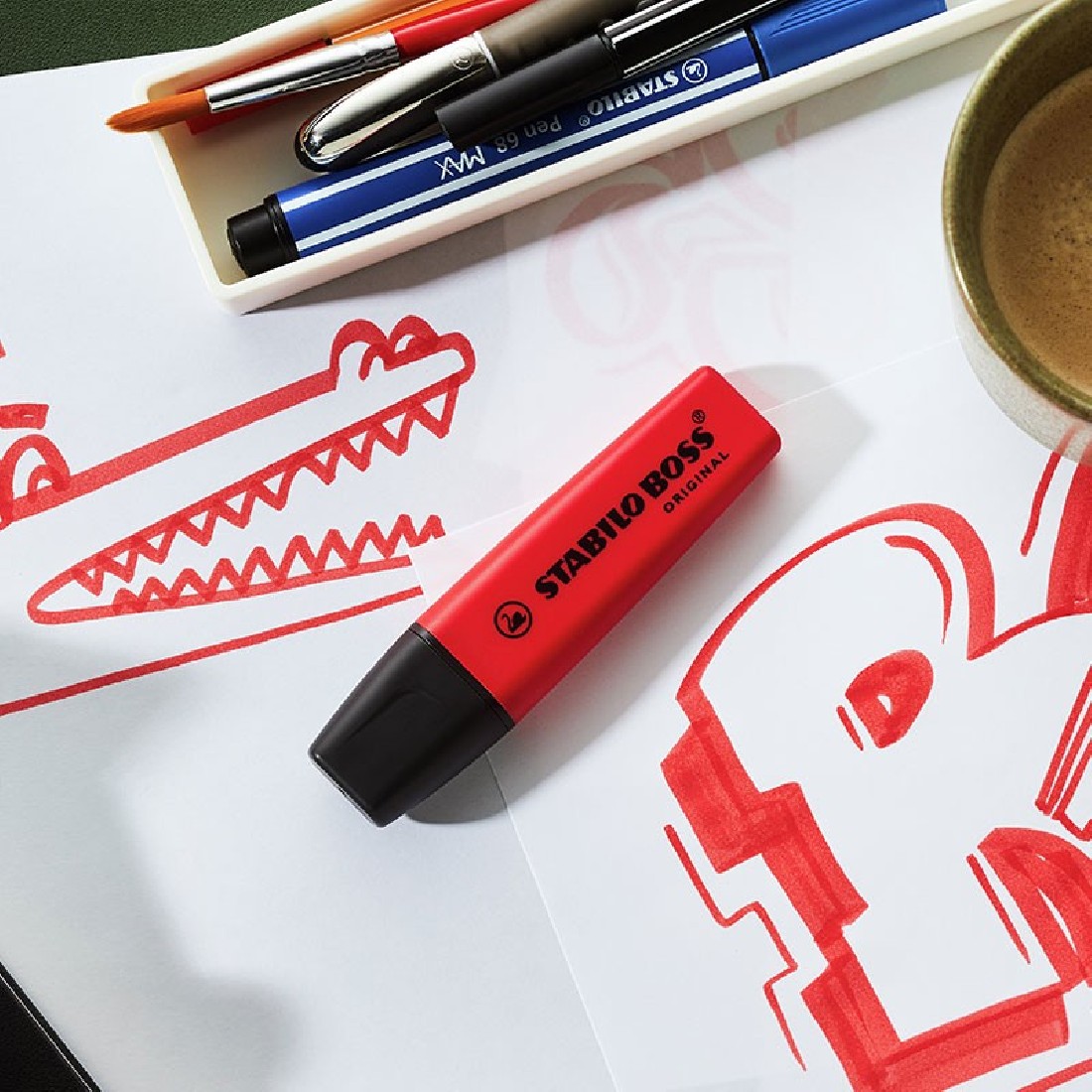 Μαρκαδόρος Υπογράμμισης 70/48 Red Stabilo Boss