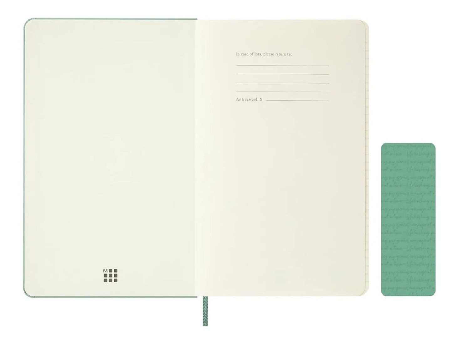 Moleskine notebook 13x21 large, Sage, hard cover, ruled, 240pages