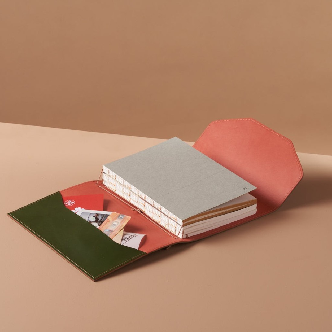 Paper Republic Le Trifold A5 Botany Green and Rustic Rose