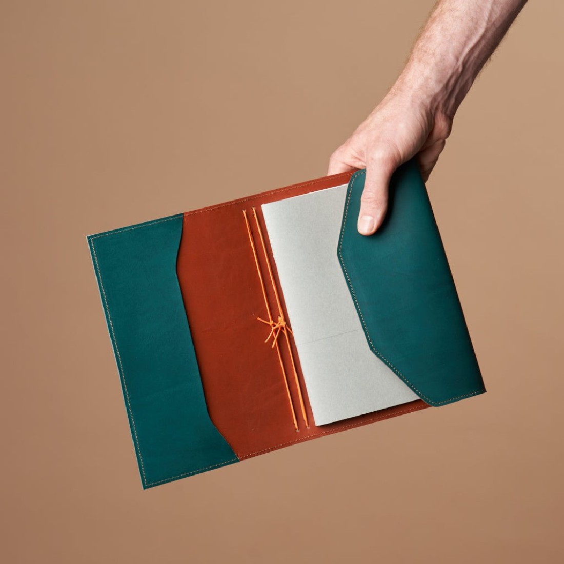Paper Republic Le Trifold A5 Petrol Blue and Cognac