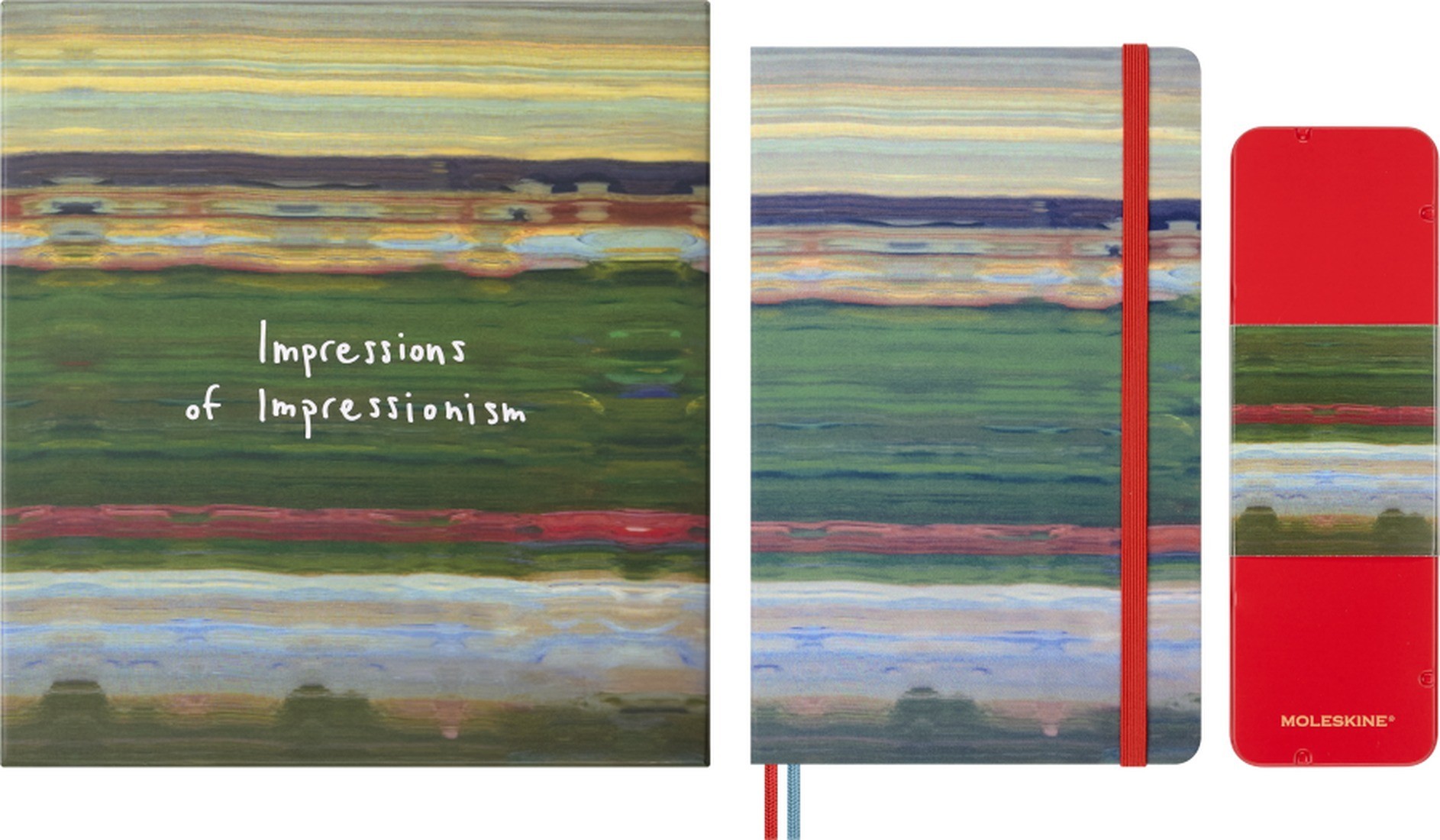 Moleskine Impressions of Impressionism Drawing Gift Box Large, plain, fabric hard cover notebook & 6 watercolour pencils