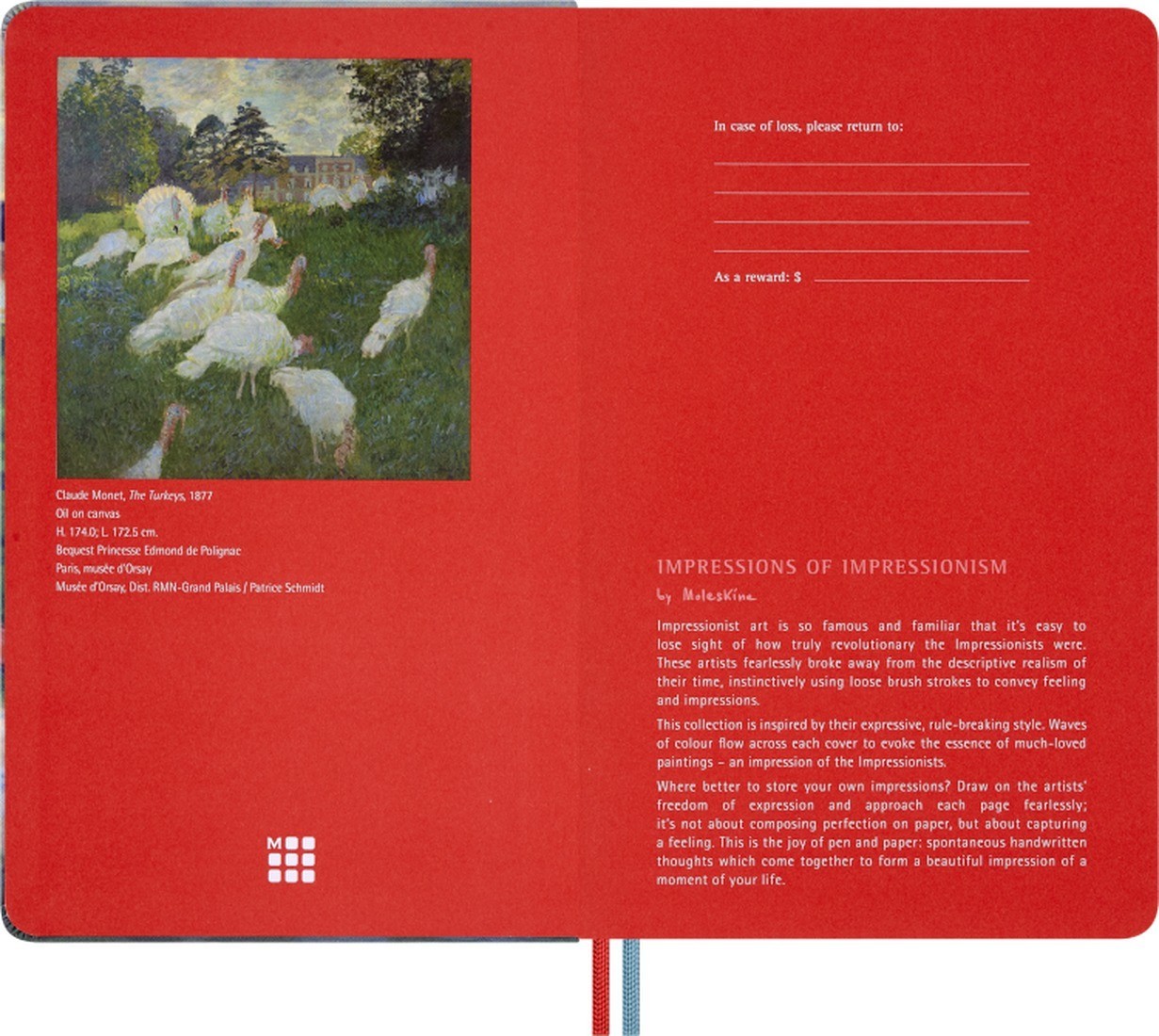 Moleskine Impressions of Impressionism Drawing Gift Box Large, plain, fabric hard cover notebook & 6 watercolour pencils