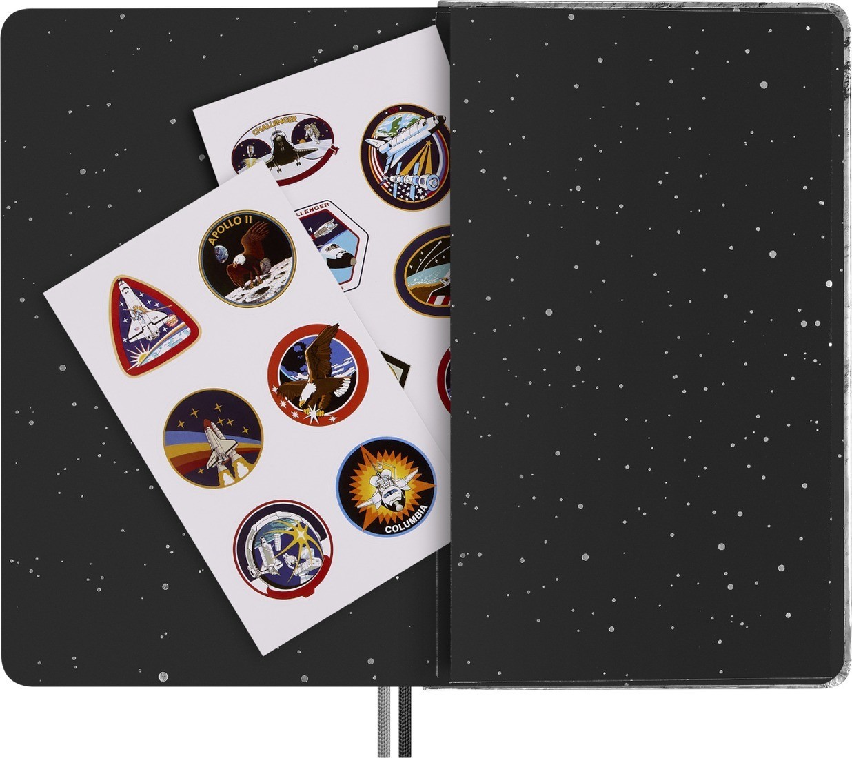 Moleskine NASA-inspired Limited Edition Drawing Gift Box, Hard cover, large, ruled notebook, four Blackwing pencils, and two pins