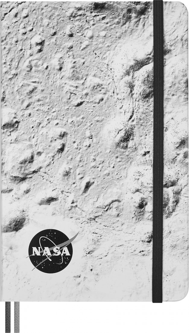 Moleskine Limited Edition NASA-inspired Moon surface Notebook, Hard Cover, Large, Ruled, Light Grey, 176 pages