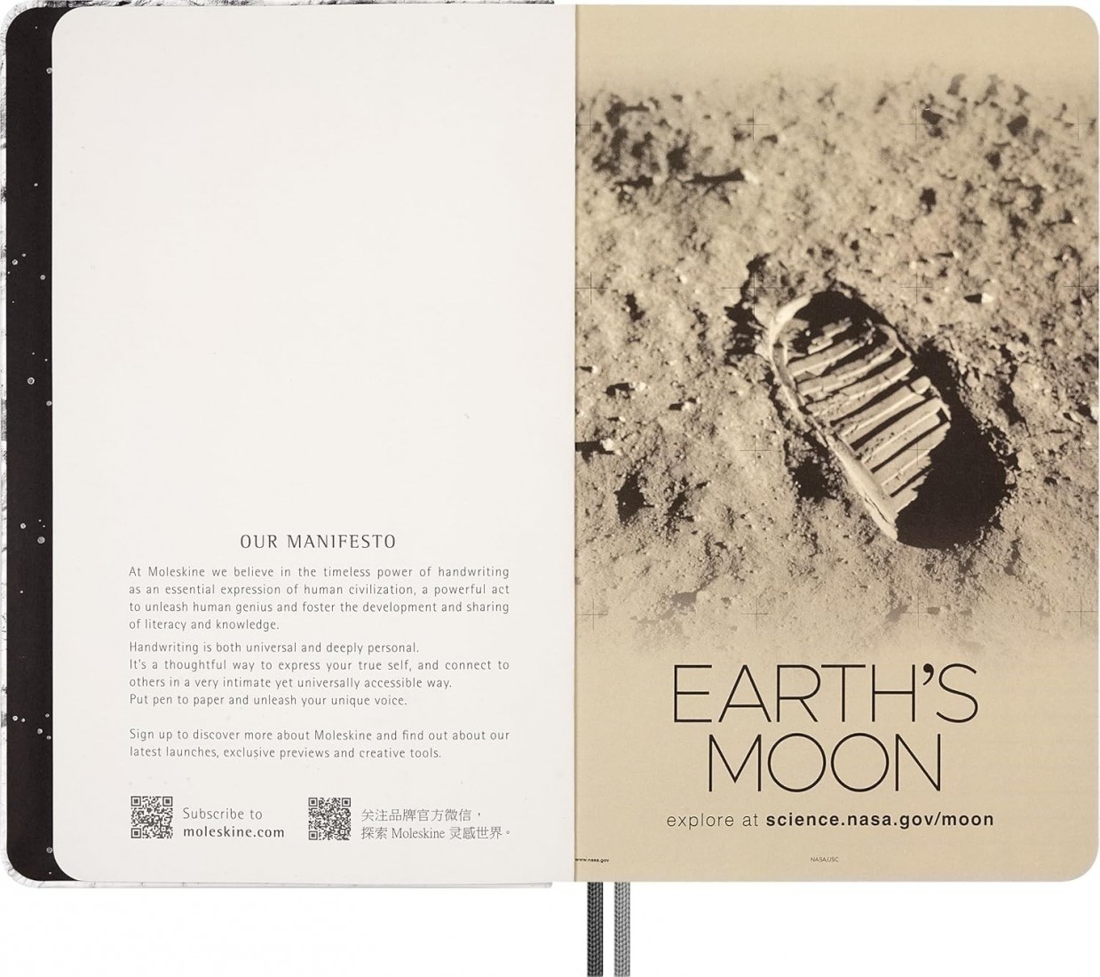 Moleskine Limited Edition NASA-inspired Moon surface Notebook, Hard Cover, Large, Ruled, Light Grey, 176 pages