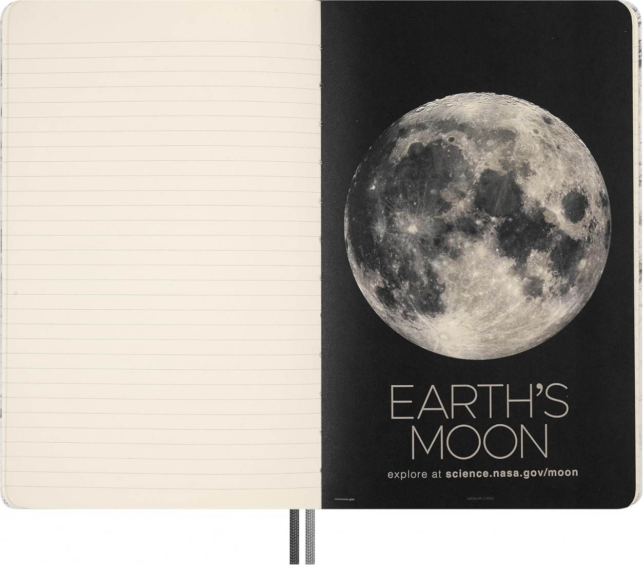 Moleskine Limited Edition NASA-inspired Moon surface Notebook, Hard Cover, Large, Ruled, Light Grey, 176 pages