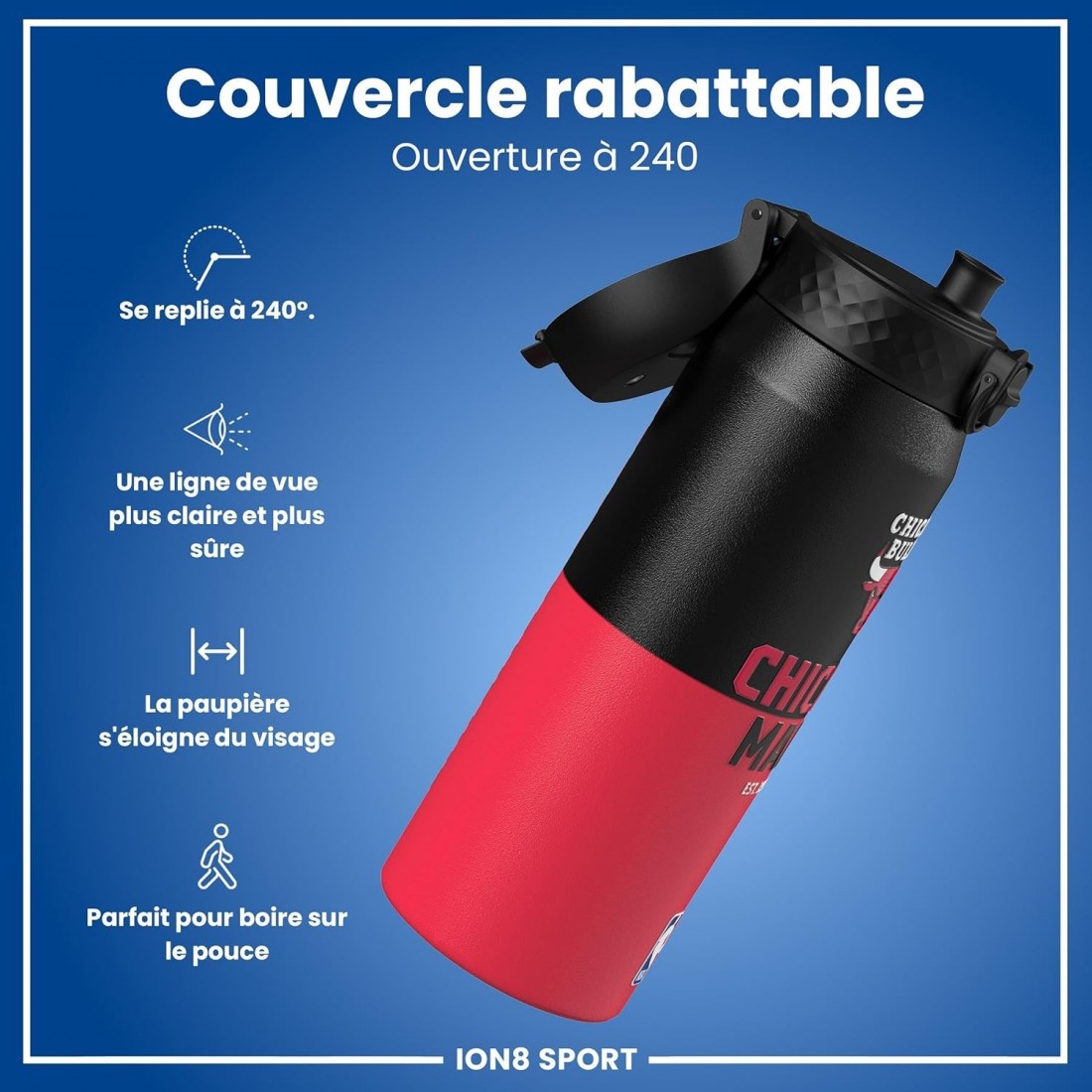 Παγούρι Μεταλλικό θερμός με καλαμάκι 750ml NBA Chicago Bulls Ion8