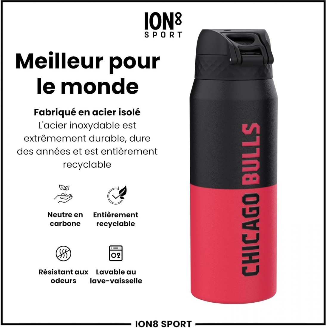 Παγούρι Μεταλλικό θερμός με καλαμάκι 750ml NBA Chicago Bulls Ion8