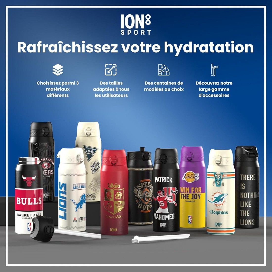 Παγούρι Μεταλλικό θερμός με καλαμάκι 750ml NBA Chicago Bulls Ion8