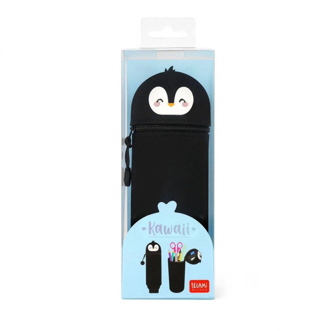2 in 1 Soft Silicone Pencil Case - Kawaii - Penguin Legami