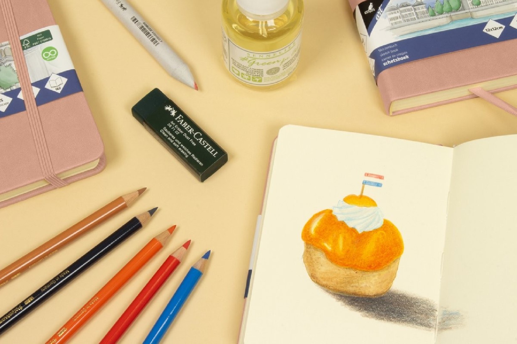 Sketchbook 12x12cm PU Hardcover - Old Pink (K-861202)Kangaro