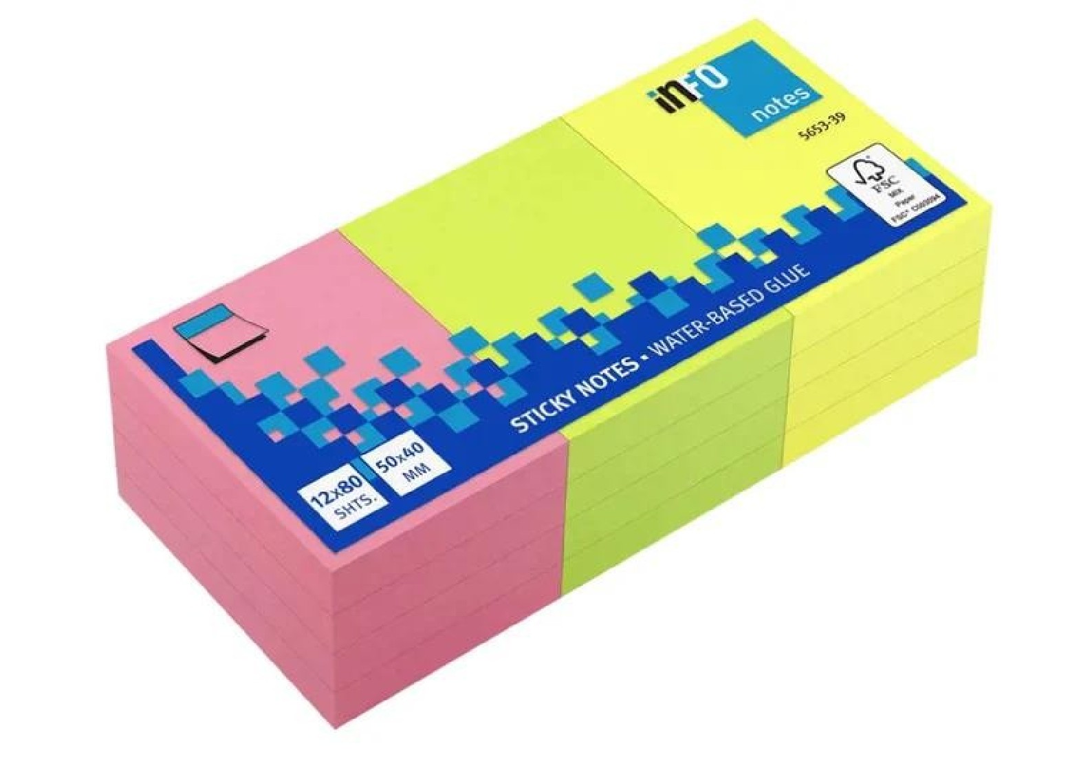 Χαρτάκια Σημειώσεων Αυτοκόλλητα 50χ40mm 12τμχ 5653-39 Info Notes