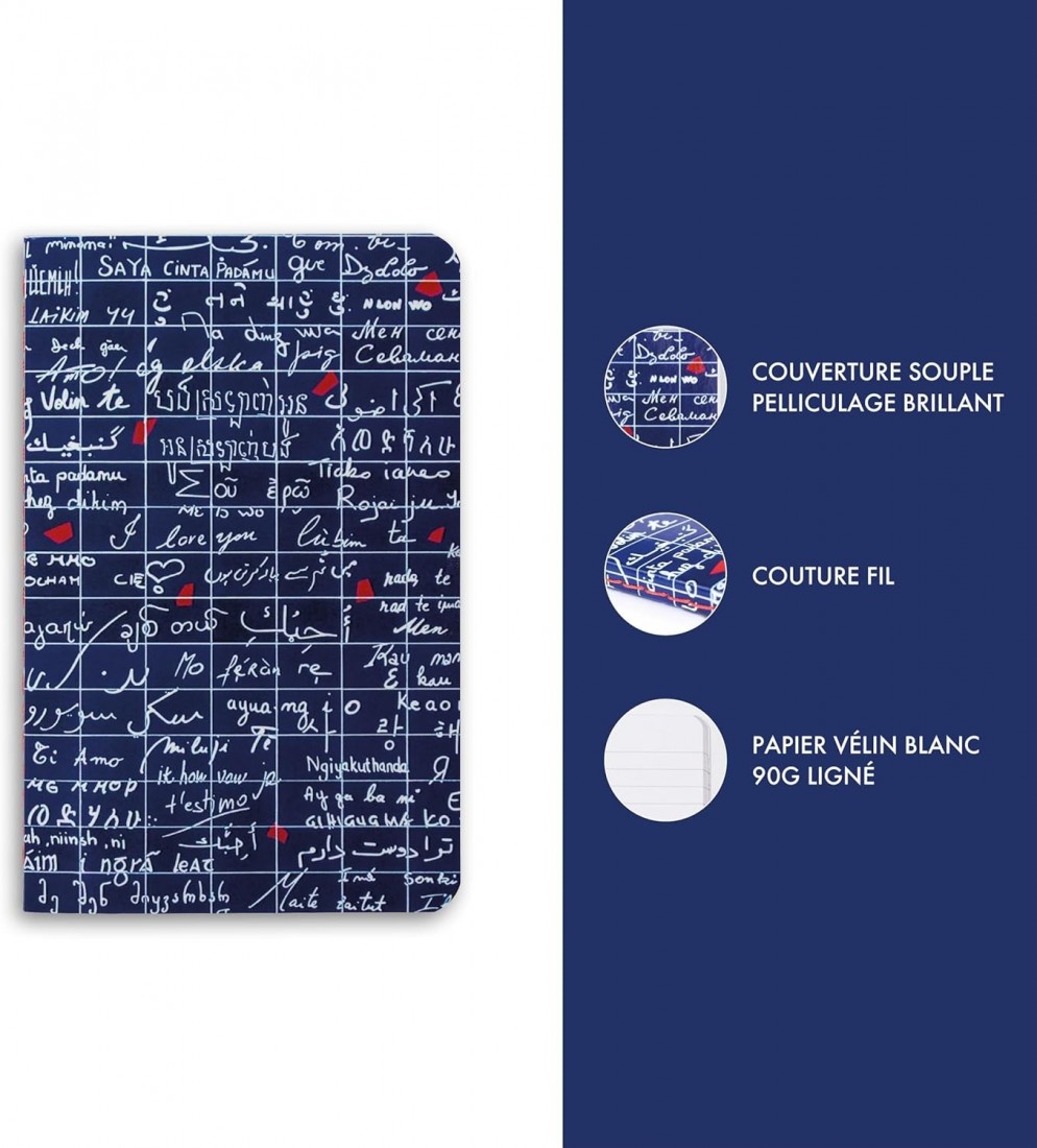 Clairefontaine notebook Le Mur Des Je Taime, A6 9X14cm, 96 pages, 90gsm, 116312, ruled