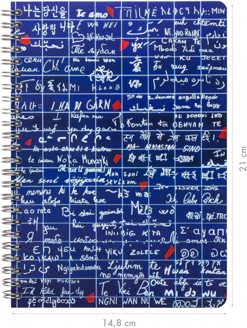 Clairefontaine notebook spiral Le Mur Des Je Taime, A5 14,8X21cm, 120 pages, 90gsm, 116314, ruled
