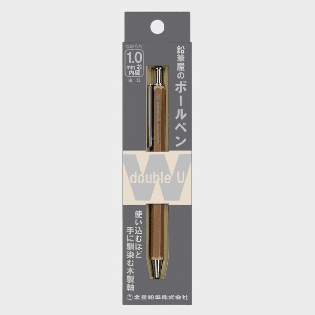 Kitaboshi Ballpoint Pen  1.0mm  Black Ink  W-600N  Wood Grain