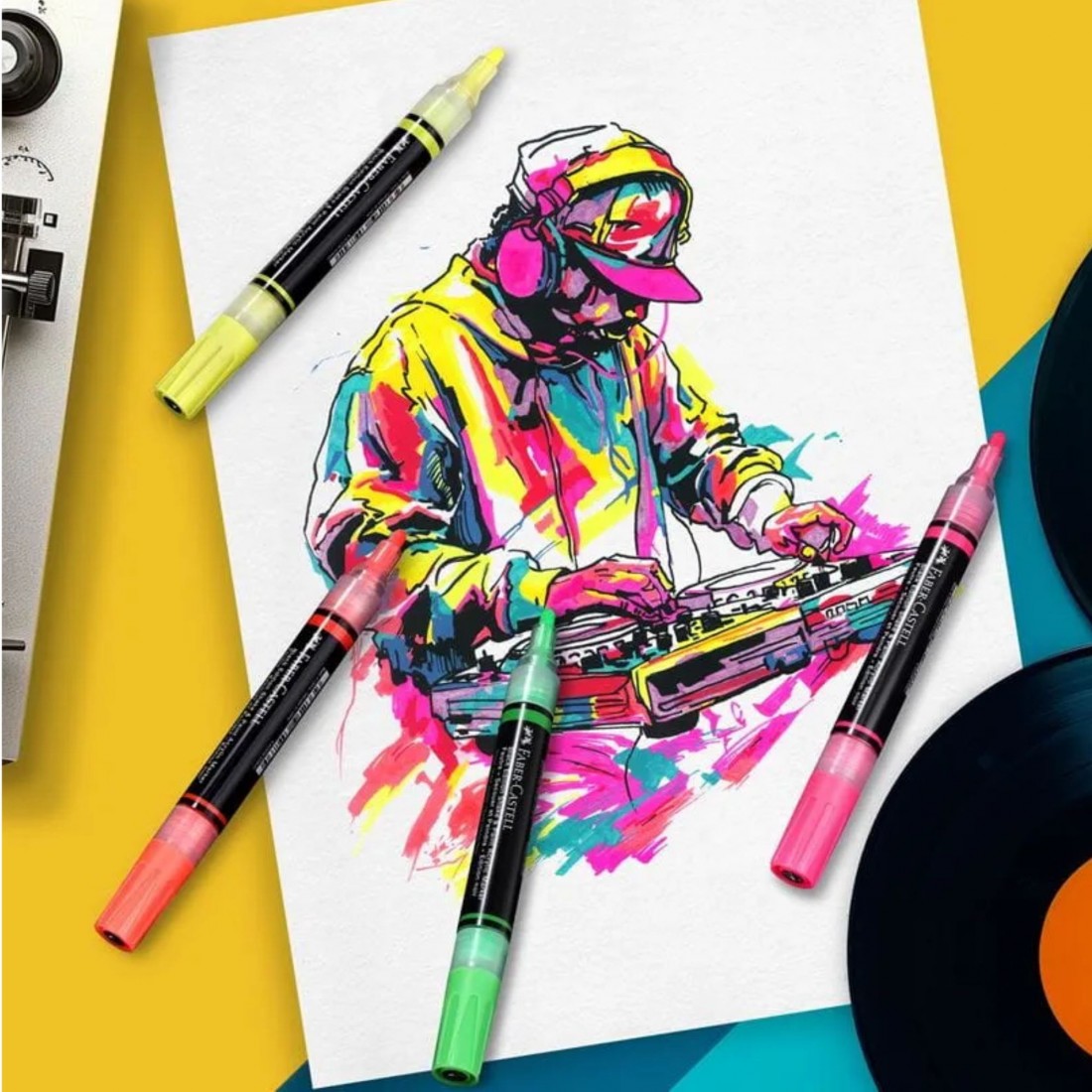 Faber Castell Black Edition Shake and Paint Acrylic Markers Mettalic Green 185995