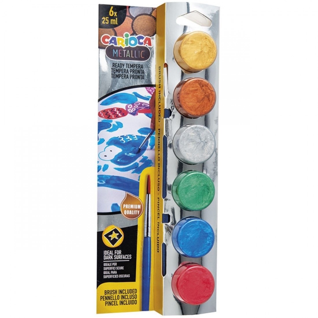Σετ Τέμπερες Metallic 6x25ml με Πινέλο  Carioca