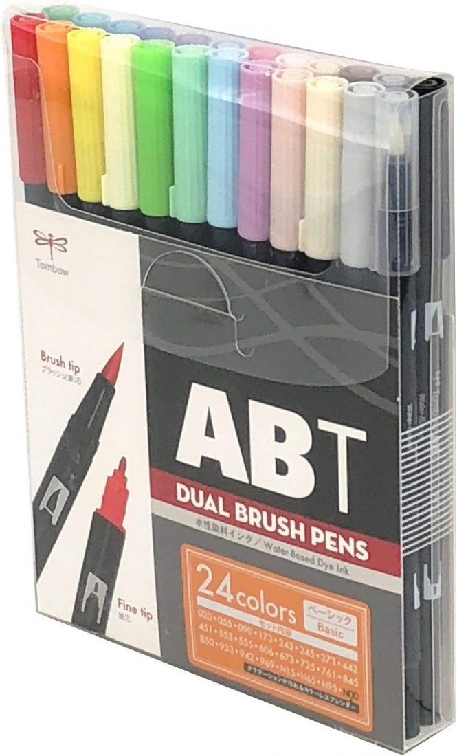 Tombow Dual Brush Pen ABT Set of 24  Colors Basic AB-T24CBA