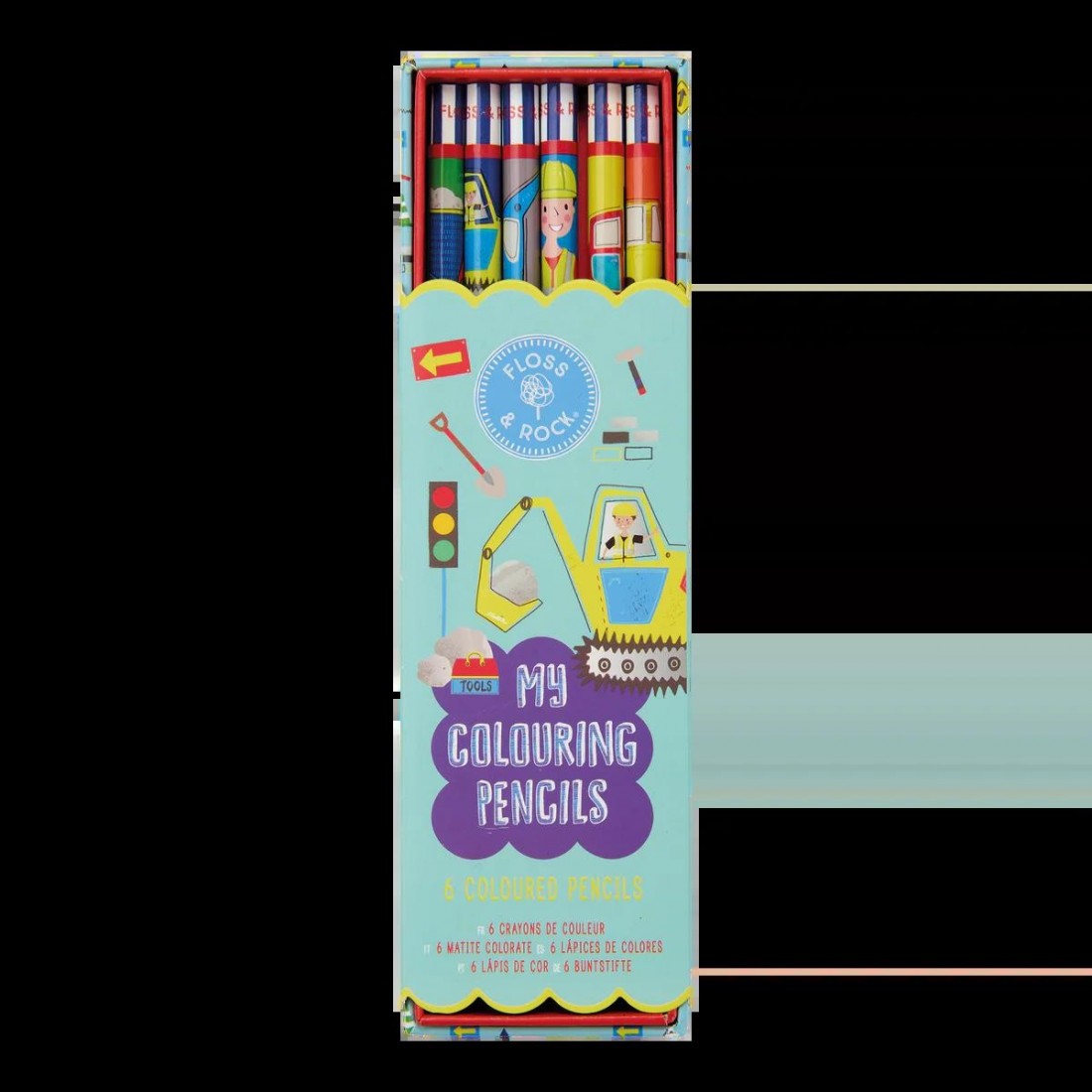 Floss & Rock Ξυλομπογιές Σετ 6 Χρώματα Construction 52P6358