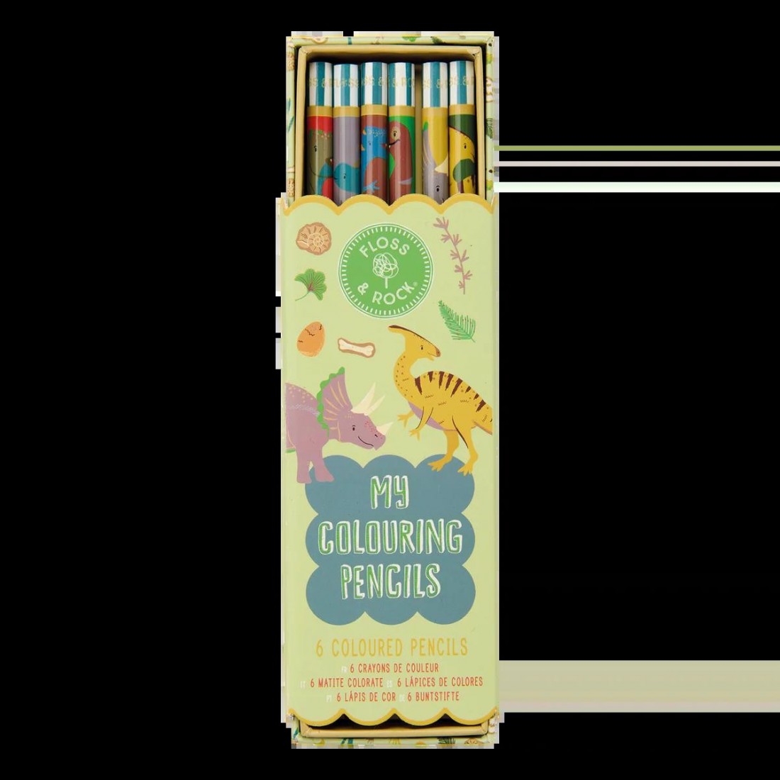 Floss & Rock Ξυλομπογιές Σετ 6 Χρώματα Dino 52P6357