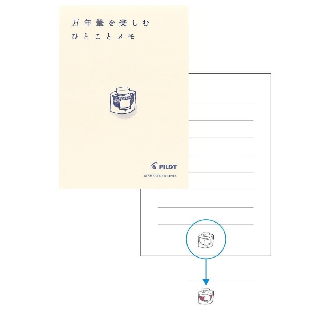 Pilot pen friendly notebook 7,5 x 10,5 cm, lined, 30 sheets, 8 lines, RP-M01