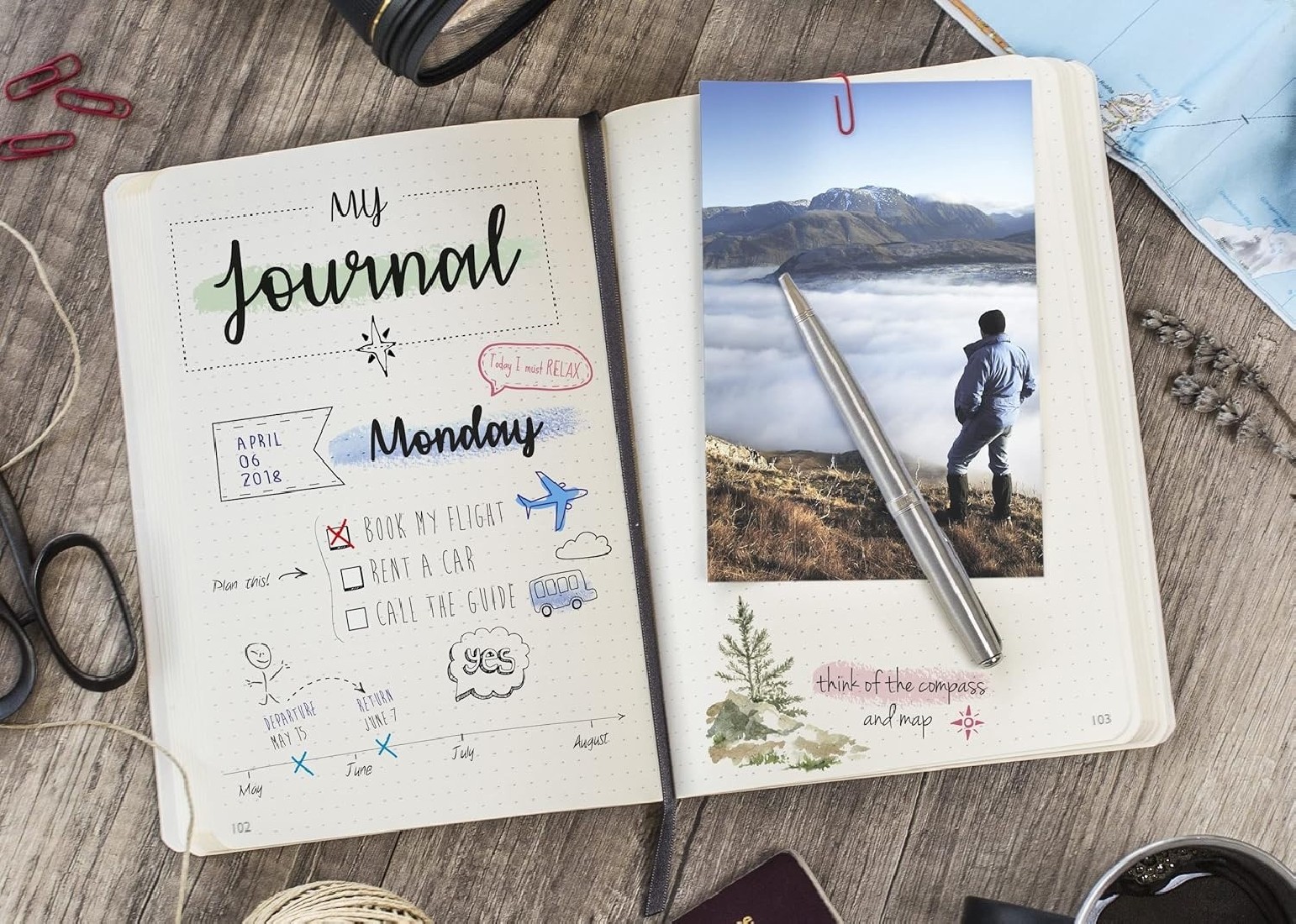 Clairefontaine Rhodia 794434C Collection Nomaddict My.Essential Blue Stitched Elasticated Notebook - B5 19 x 25 cm - 192 DOT Numbered Pages - Ivory Paper 90 g - Glossy Leather Grain Card Cover