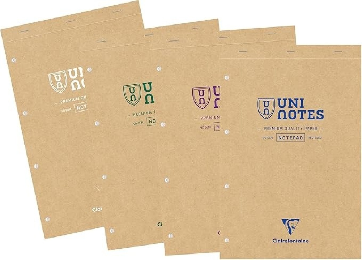 Clairefontaine Rhodia 9873C, Uninotes stapled pad 21x31.8cm, 140 pages, 4 hole punched, lined with margin, white lined paper 90gsm, 9873 C