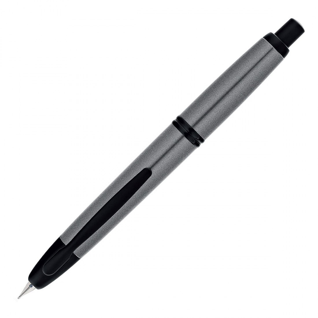 Pilot Capless (Vanishing point), Metallic - Black Matte Trim - Grey - Medium Nib Fountain Pen Pil