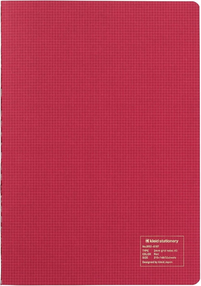 kleid 8909 Notebook, 2 mm Grid,  A5 Square red, 64  ivoire pages,