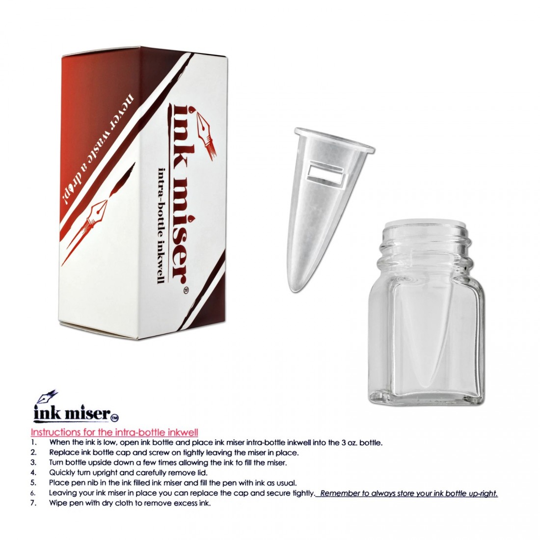 Noodlers ink miser clear, intra-bottle inkwell 11002