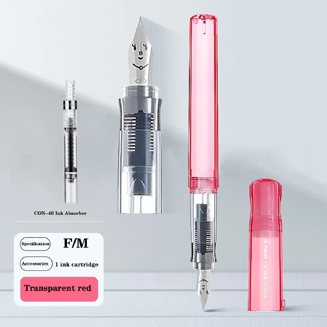 Pilot Kakuno Fountain Pen transparent red FKA-1SR-KMR
