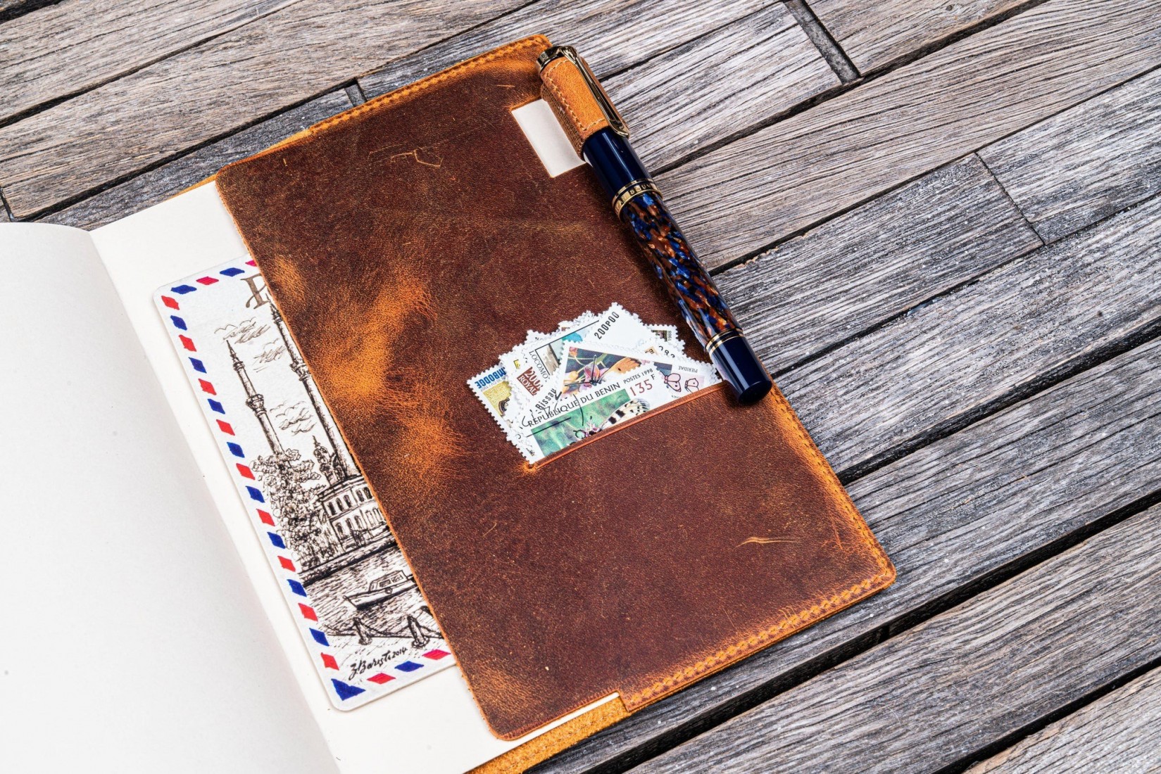 Galen Leather Slim A5 Notebook Planner Cover - Crazy Horse Brown